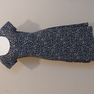 Land's End Black & White Flower Short Sleeve Midi Dress EUC - size S